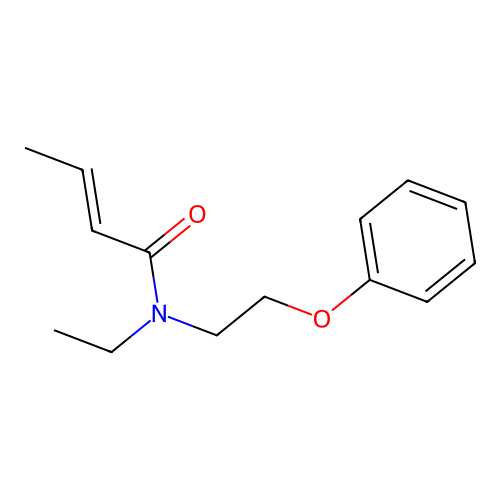 N-ethyl-N-(2-phenoxyethyl)-2-butenamide structure