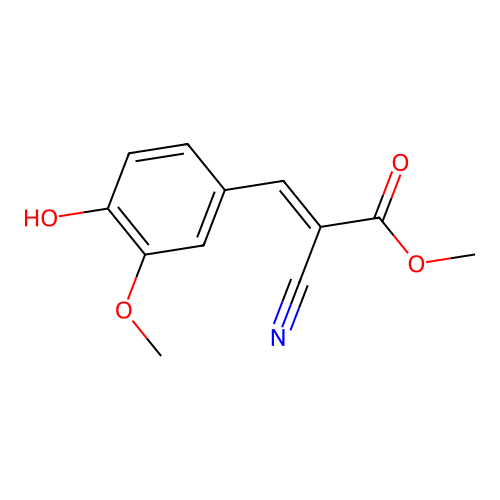 methyl (2E)-2-cyano-3-(4-hydroxy-3-methoxyphenyl)prop-2-enoate structure