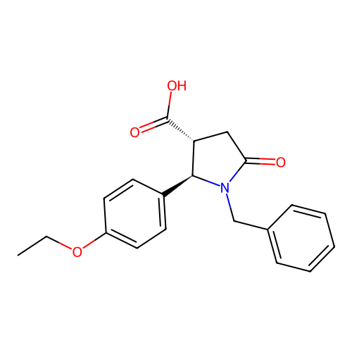 (2R,3R)-1-benzyl-2-(4-ethoxyphenyl)-5-oxopyrrolidine-3-carboxylic acid structure