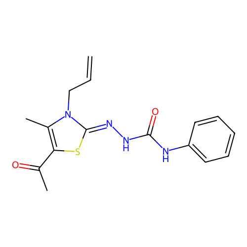 (2Z)-2-[5-Acetyl-4-methyl-3-(prop-2-en-1-yl)-1,3-thiazol-2(3H)-ylidene]-N-phenylhydrazine-1-carboxamide structure