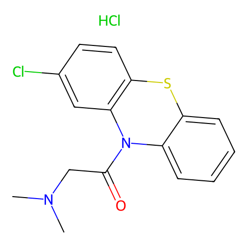 1-(2-chloro-10H-phenothiazin-10-yl)-2-(dimethylamino)ethanone hydrochloride structure