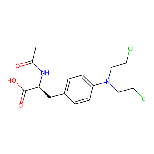 (2S)-2-acetamido-3-[4-[bis(2-chloroethyl)amino]phenyl]propanoic acid structure