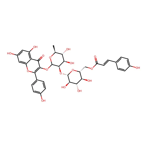 [(2R,3S,4S,5R,6S)-6-[(3R,4R,5R,6S)-2-[5,7-二羟基-2-(4-羟基苯基)-4-氧代色烯-3-基]氧代-4,5-二羟基-6-甲基噁烷-3-基]氧代-3,4,5-三羟基噁烷-2-基]甲基 (E)-3-(4-羟基苯基)烯丙酸酯 structure