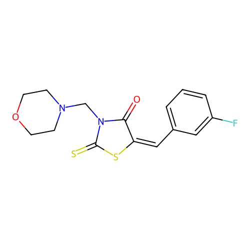 4-Thiazolidinone, 5-(m-fluorobenzylidene)-3-(morpholinomethyl)-2-thioxo- structure