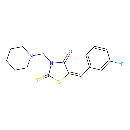 4-Thiazolidinone, 5-(m-fluorobenzylidene)-3-(1-piperidinylmethyl)-2-thioxo- structure