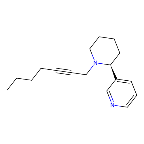 3-((2S)-1-hept-2-ynyl-2-piperidyl)pyridine structure