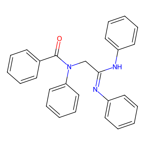 N-(2-anilino-2-phenyliminoethyl)-N-phenylbenzamide structure