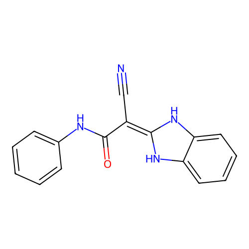 2-cyano-2-(1,3-dihydro-2H-benzimidazol-2-ylidene)-N-phenylacetamide structure