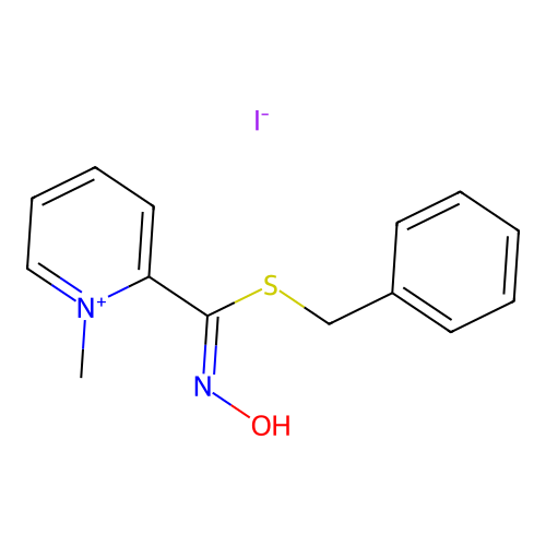 benzyl N-hydroxy-1-methylpyridin-1-ium-2-carboximidothioate iodide structure