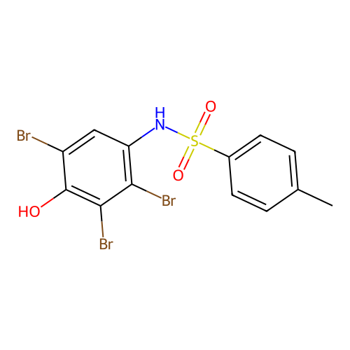 4-methyl-N-(2,3,5-tribromo-4-hydroxyphenyl)benzenesulfonamide structure