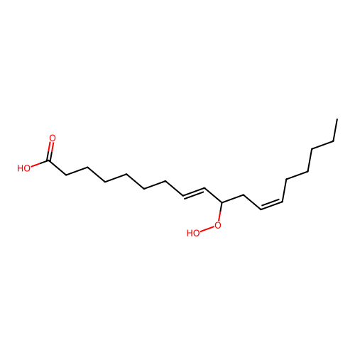 (8E,12Z)-10-hydroperoxy-8,12-octadecadienoic acid structure