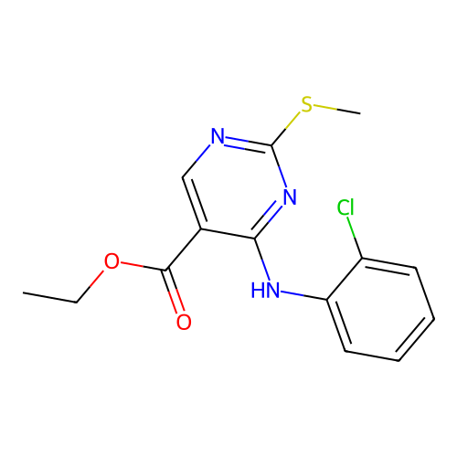 Ethyl 4-(2-chloroanilino)-2-methylsulfanylpyrimidine-5-carboxylate structure