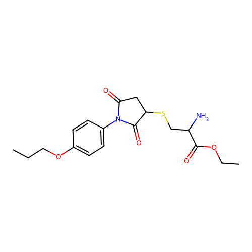 ethyl S-[2,5-dioxo-1-(4-propoxyphenyl)pyrrolidin-3-yl]cysteinate structure