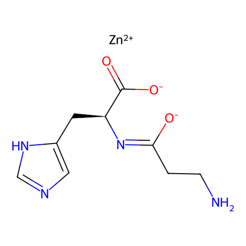 Zinc;(2S)-2-[(3-amino-1-oxidopropylidene)amino]-3-(1H-imidazol-5-yl)propanoate structure