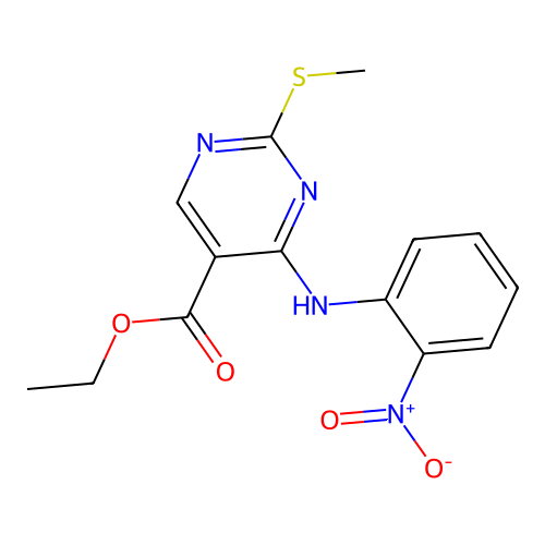 Ethyl 2-methylsulfanyl-4-(2-nitroanilino)pyrimidine-5-carboxylate structure