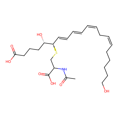 20-Hydroxy-N-acetylleukotriene E4 structure
