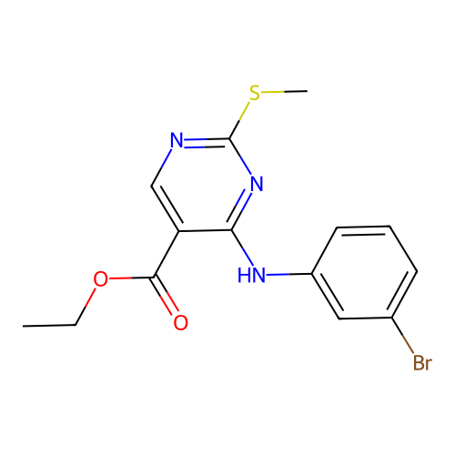 Ethyl 4-(3-bromoanilino)-2-methylsulfanylpyrimidine-5-carboxylate structure