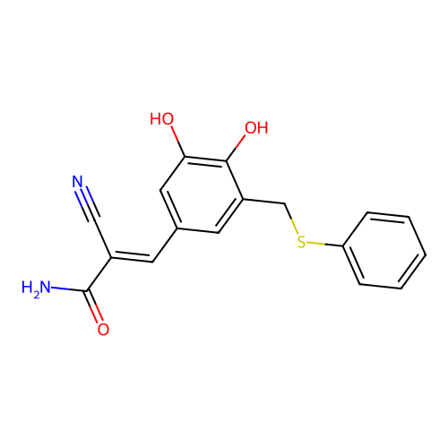 2-Propenamide, 2-cyano-3-(3,4-dihydroxy-5-((phenylthio)methyl)phenyl)- structure