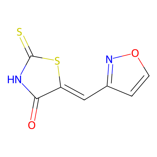 (5Z)-5-(1,2-oxazol-3-ylmethylidene)-2-sulfanylidene-1,3-thiazolidin-4-one structure