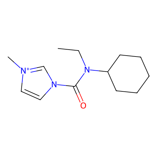 3-(Cyclohexyl(ethyl)carbamoyl)-1-methyl-1H-imidazol-3-ium structure