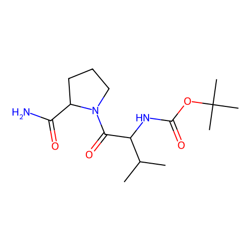 tert-butyl N-[1-(2-carbamoylpyrrolidin-1-yl)-3-methyl-1-oxobutan-2-yl]carbamate structure