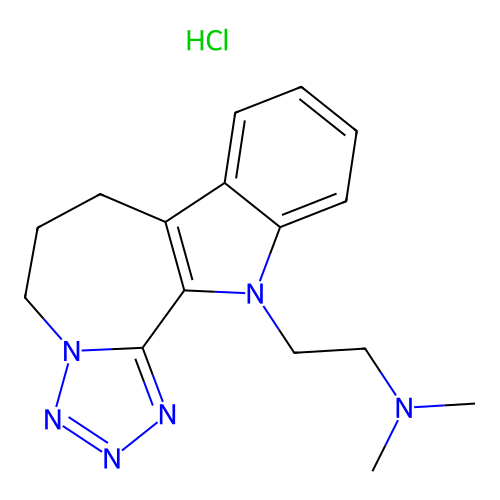 2-(6,7-dihydrotetrazolo[1',5':1,2]azepino[3,4-b]indol-12(5H)-yl)-N,N-dimethylethanamine hydrochloride structure