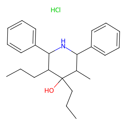 3-Methyl-2,6-diphenyl-4,5-dipropylpiperidin-4-ol hydrochloride structure