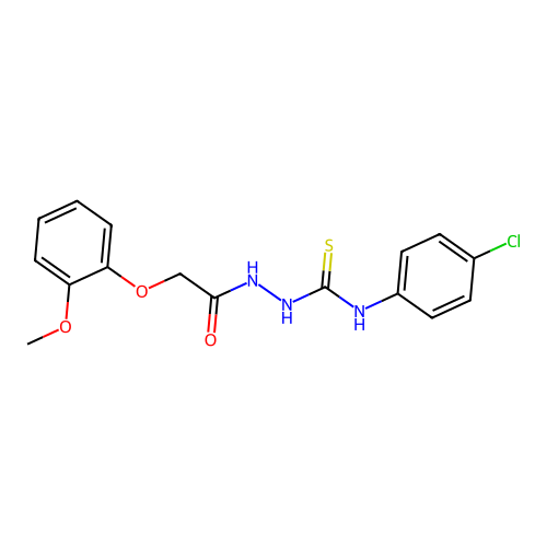 2-(2-Methoxyphenoxy)acetic acid 2-[[(4-chlorophenyl)amino]thioxomethyl]hydrazide structure