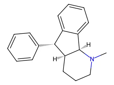 1-Methyl-5-phenyl-2,3,4,4a,5,9b-hexahydro-1H-indeno(1,2-b)pyridine structure
