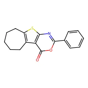 2-phenyl-6,7,8,9-tetrahydro-4H,5H-cyclohepta[4,5]thieno[2,3-d][1,3]oxazin-4-one structure