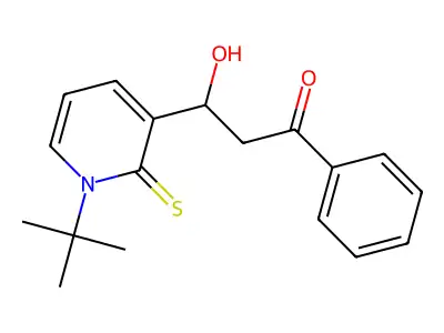 3-(1-Tert-butyl-2-thioxo-1,2-dihydropyridin-3-yl)-3-hydroxy-1-phenylpropan-1-one structure