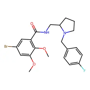 5-bromo-2,3-dimethoxy-N-((1-(4-fluorobenzyl)-2-pyrrolidinyl)methyl)benzamide structure