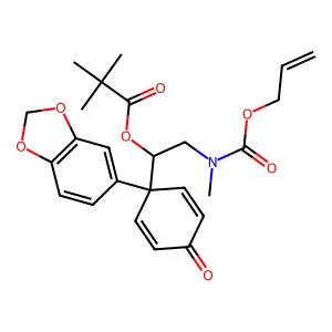 2-(((Allyloxy)carbonyl)(methyl)amino)-1-(1-(1,3-benzodioxol-5-yl)-4-oxo-2,5-cyclohexadien-1-yl)ethyl pivalate structure