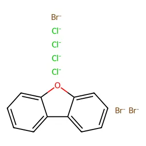 Dibenzofuran, tribromotetrachloro- structure