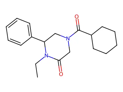 Piperazinone, 4-(cyclohexylcarbonyl)-1-ethyl-6-phenyl- structure