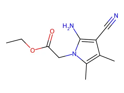 ethyl 2-(2-amino-3-cyano-4,5-dimethyl-1H-pyrrol-1-yl)acetate structure
