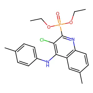 3-chloro-2-diethoxyphosphoryl-6-methyl-N-(4-methylphenyl)quinolin-4-amine structure