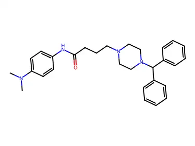 1-Piperazinebutanamide, N-(4-(dimethylamino)phenyl)-4-(diphenylmethyl)- structure