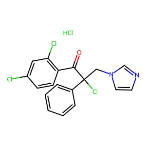 2-chloro-1-(2,4-dichlorophenyl)-3-(1H-imidazol-1-yl)-2-phenylpropan-1-one structure