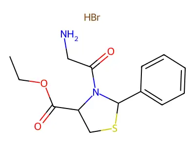 Ethyl 3-glycyl-2-phenyl-1,3-thiazolidine-4-carboxylate--hydrogen bromide (1/1) structure