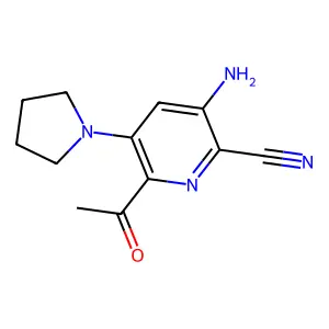 6-Acetyl-3-amino-5-pyrrolidin-1-ylpyridine-2-carbonitrile structure