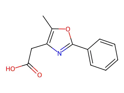 5-Methyl-2-phenyl-4-oxazoleacetic acid structure