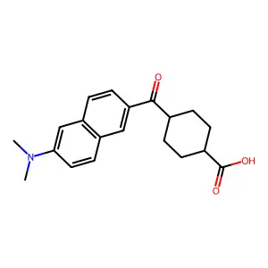 2'-(N,N-Dimethylamino)-6-naphthoyl-4-cyclohexanecarboxylic acid structure