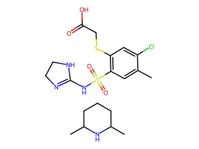 Acetic acid, ((5-chloro-2-(((4,5-dihydro-1H-imidazol-2-yl)amino)sulfonyl)-4-methylphenyl)thio)-, compd. with 2,6-dimethylpiperidine (1:1) structure
