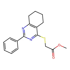 Methyl 2-[(2-phenyl-5,6,7,8-tetrahydroquinazolin-4-yl)sulfanyl]acetate structure