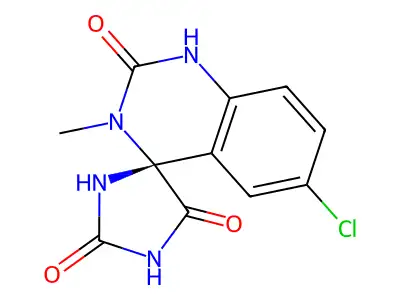 6'-Chloro-3'-methylspiro(imidazolidine-4,4'(1'H)-quinazoline)-2,2',5(3'H)-trione structure