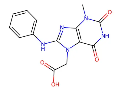 2-(3-methyl-2,6-dioxo-8-(phenylamino)-2,3-dihydro-1H-purin-7(6H)-yl)acetic acid structure