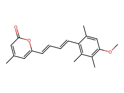 6-[4-(4-methoxy-2,3,6-trimethylphenyl)-2-methylbuta-1,3-dienyl]-4-methylpyran-2-one structure