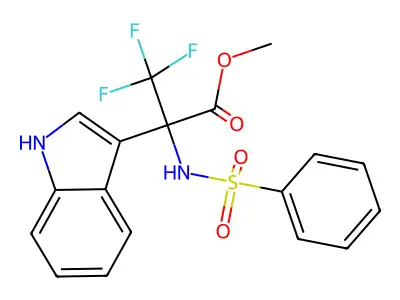 Methyl alpha-[(phenylsulfonyl)amino]-alpha-(trifluoromethyl)-1H-indole-3-acetate structure