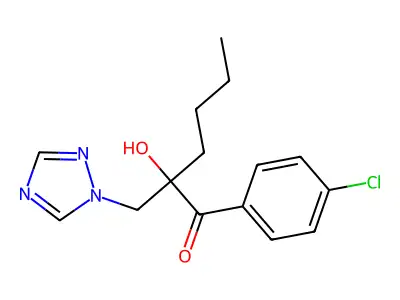 1-Hexanone, 1-(4-chlorophenyl)-2-hydroxy-2-(1H-1,2,4-triazol-1-ylmethyl)- structure